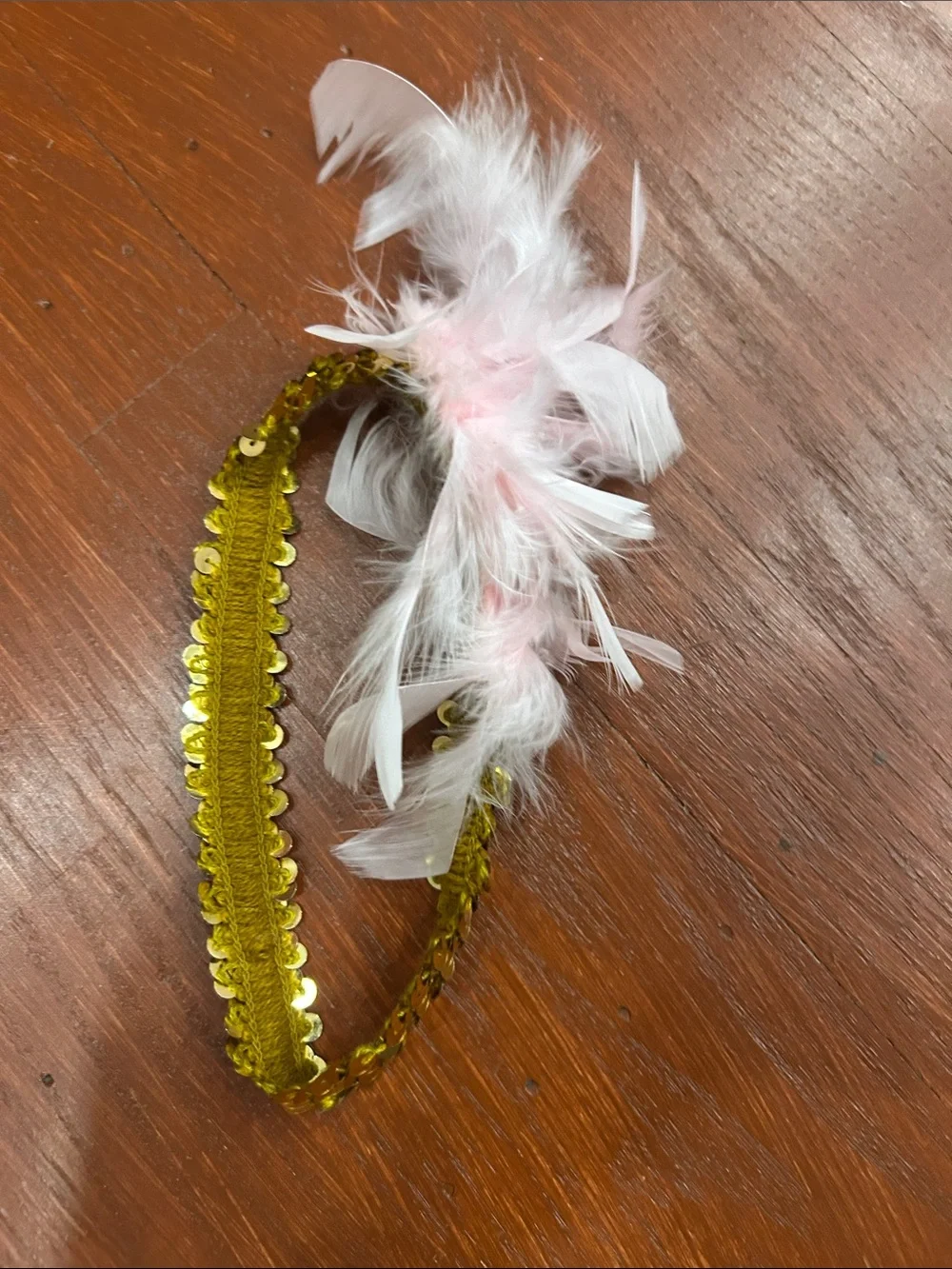 Sequin Feathered Kids Dress& headband Set - Pink and Gold